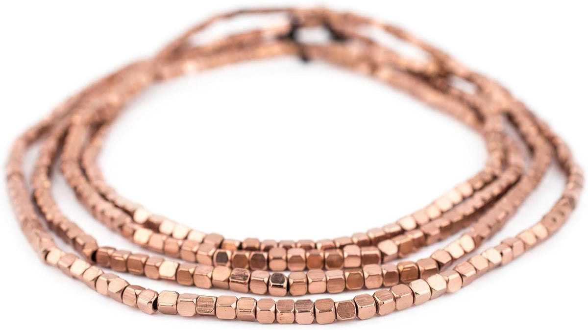 Copper-Plated Cube Beads — 3 mm