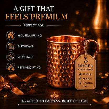 Pure Copper Moscow Mule Mug — 14 oz Handcrafted Hammered Cup