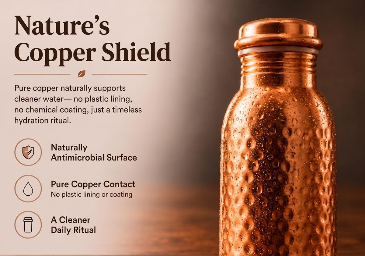 Hammered Copper Water Bottle — 1L