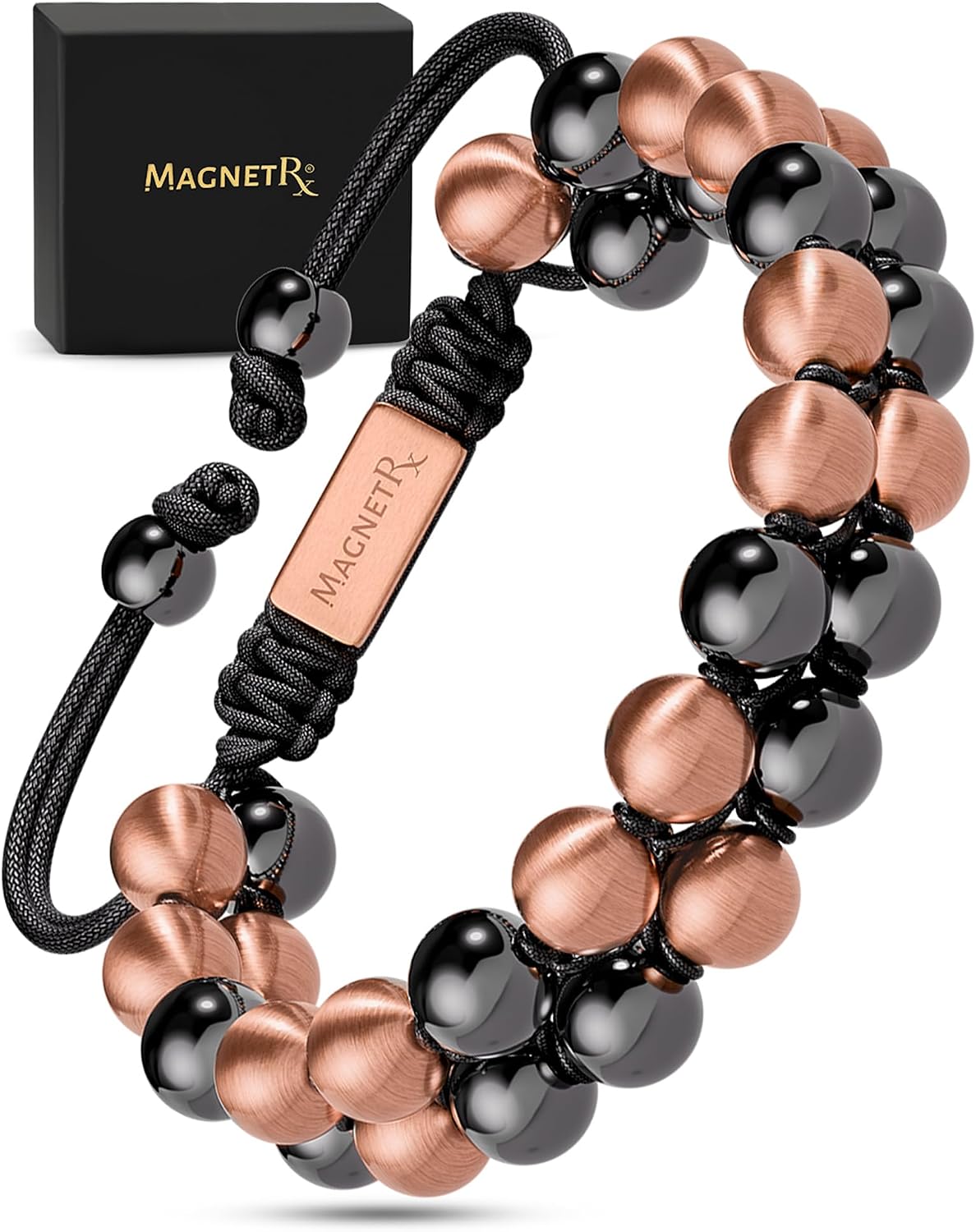 Magnetic Hematite & Solid Copper Bracelet — 8 mm