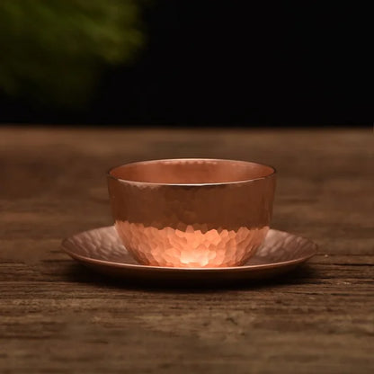 1Pc Handmade Thickened Pure Copper Water Tea Wine Espresso Cup with Copper Dishes Anti-Scalding Handle