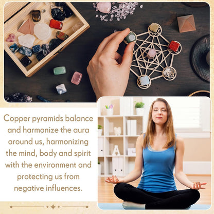 Solid Copper Giza Pyramid 🔺 Purple Gold Energy Amplifier (1.25”)