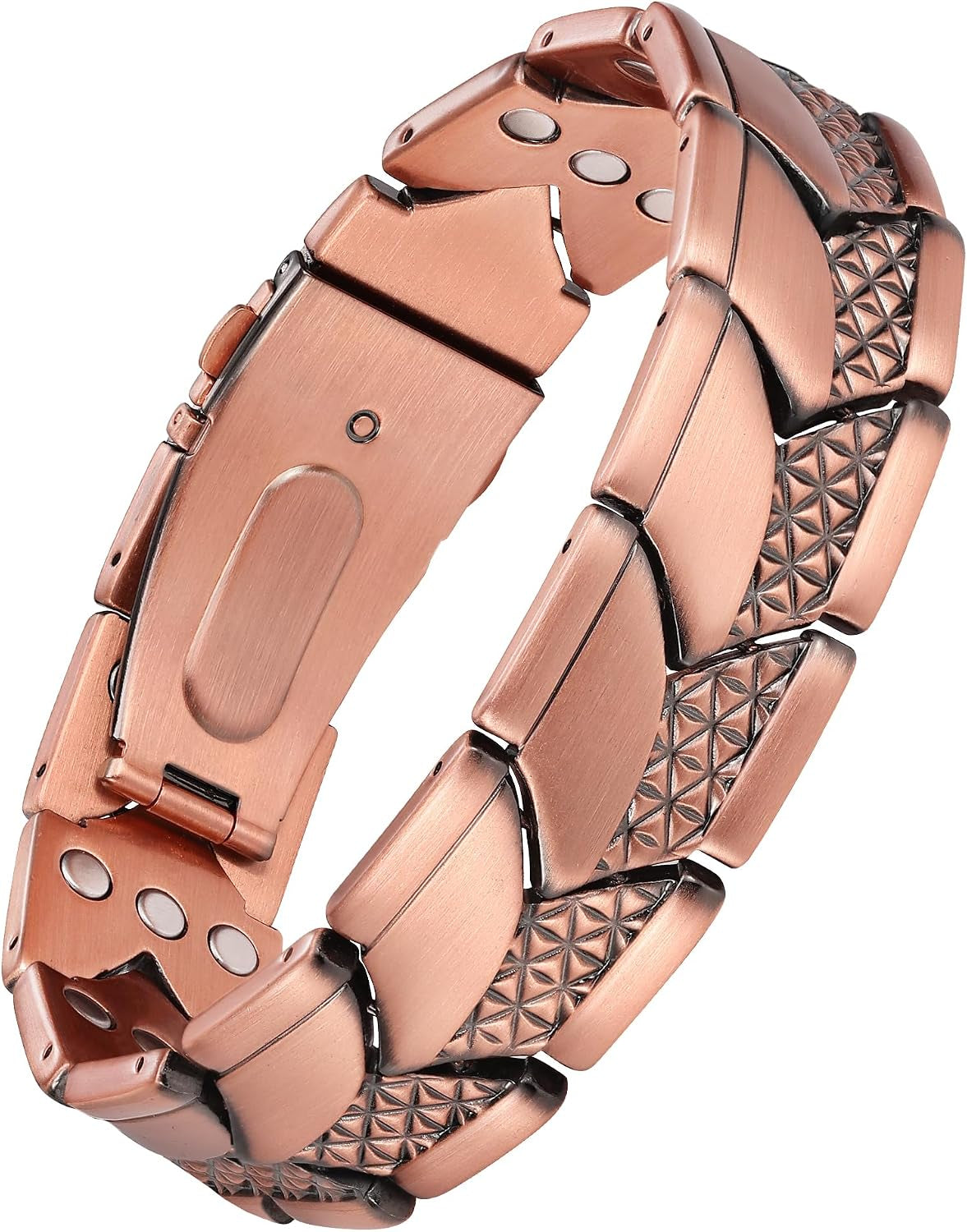 Copper Link Bracelet — Geometric Current | Dual Texture
