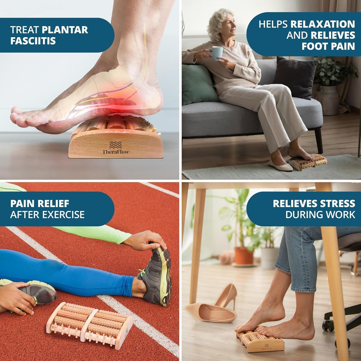 Wooden Foot Massage Roller — Grounded Comfort | Dual Foot