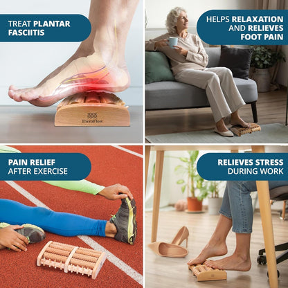 Wooden Foot Massage Roller — Grounded Comfort | Dual Foot