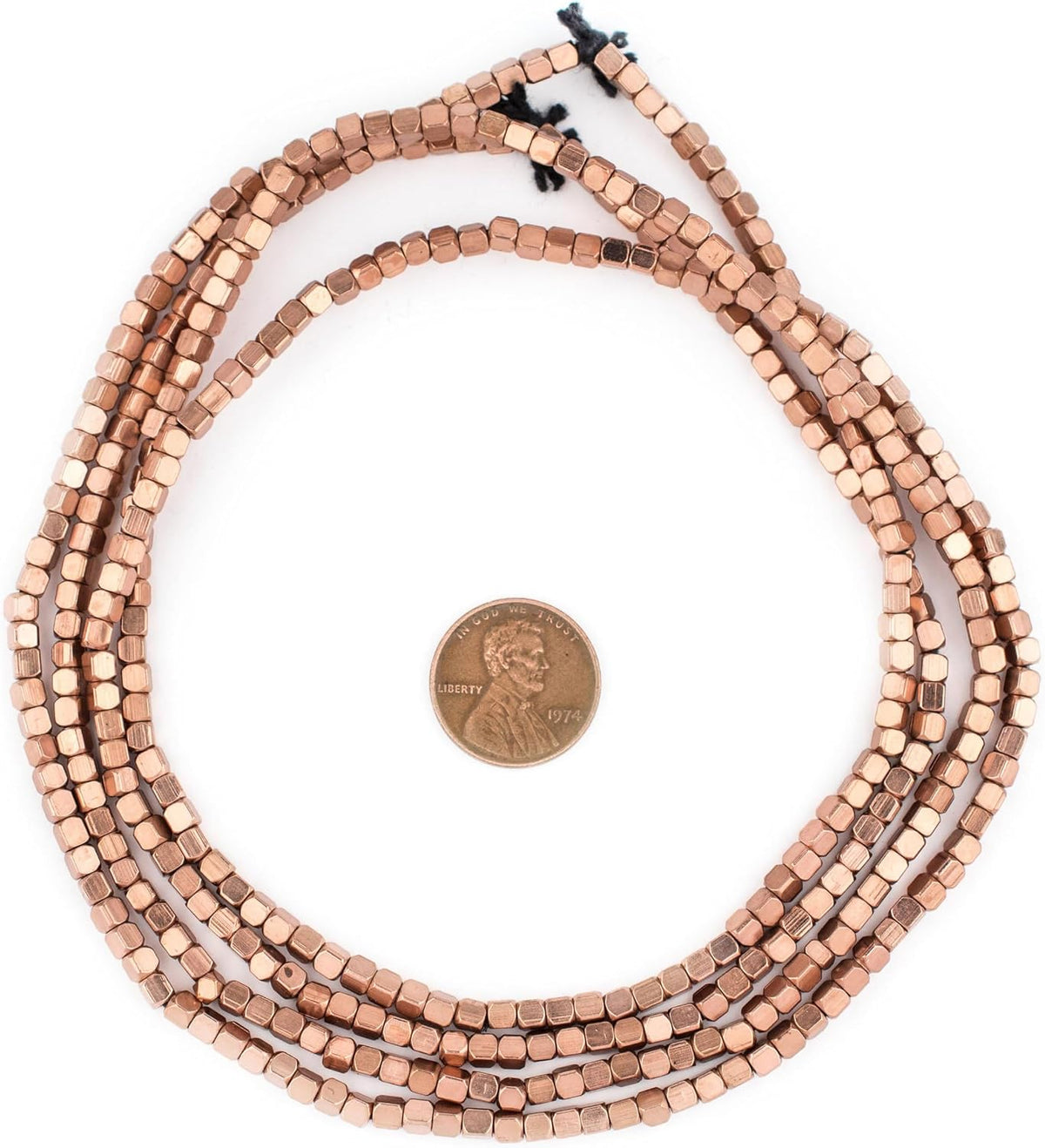 Copper-Plated Cube Beads — 3 mm
