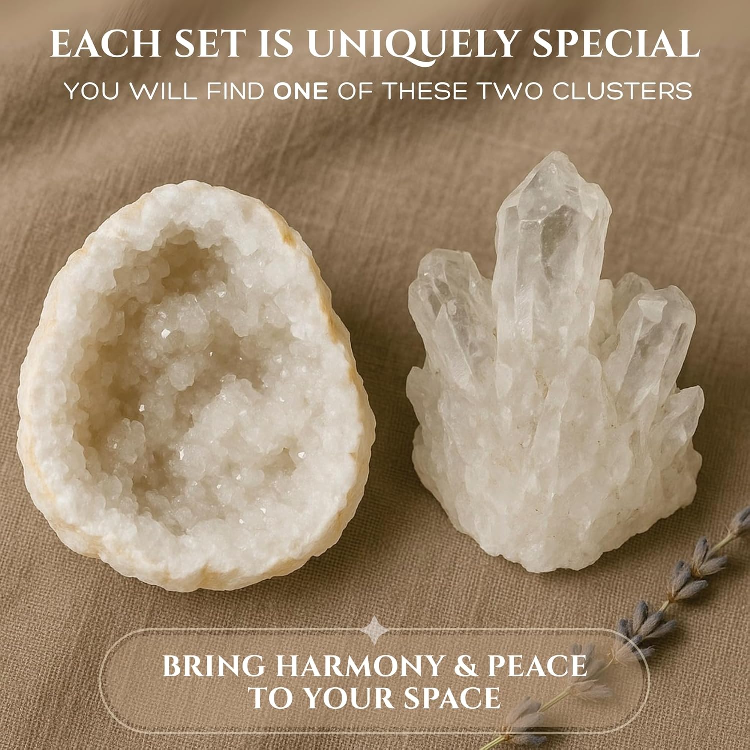 Premium Clear Quartz Crystal Set – Tower, Raw Stone & Cluster with Wooden Gift Box & Info Card