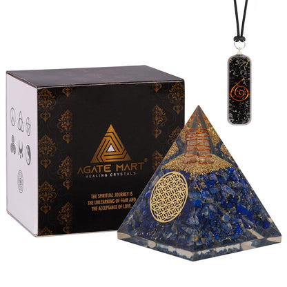 Black Tourmaline Orgonite Pyramid & Pendant Set – Energy Cleansing & Protection