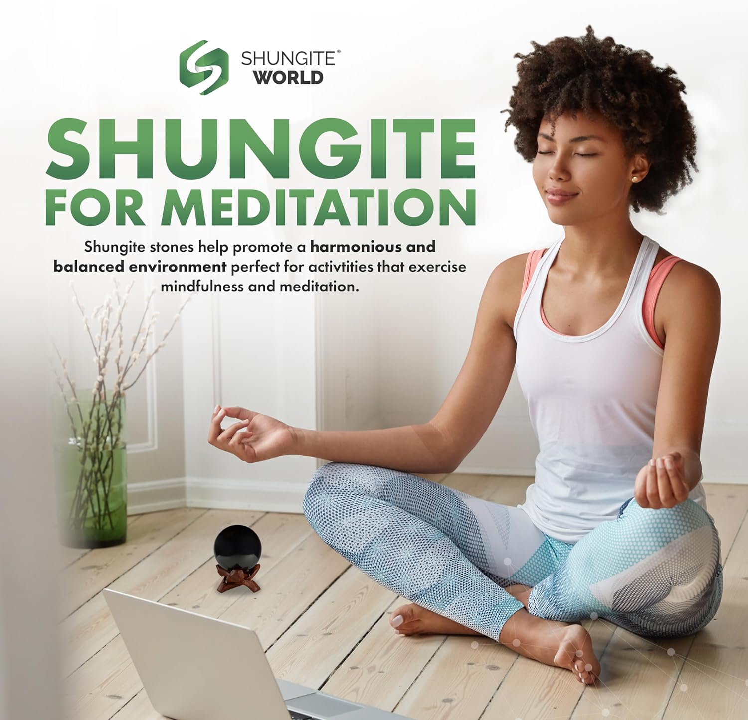 Authentic Shungite Sphere with Stand
