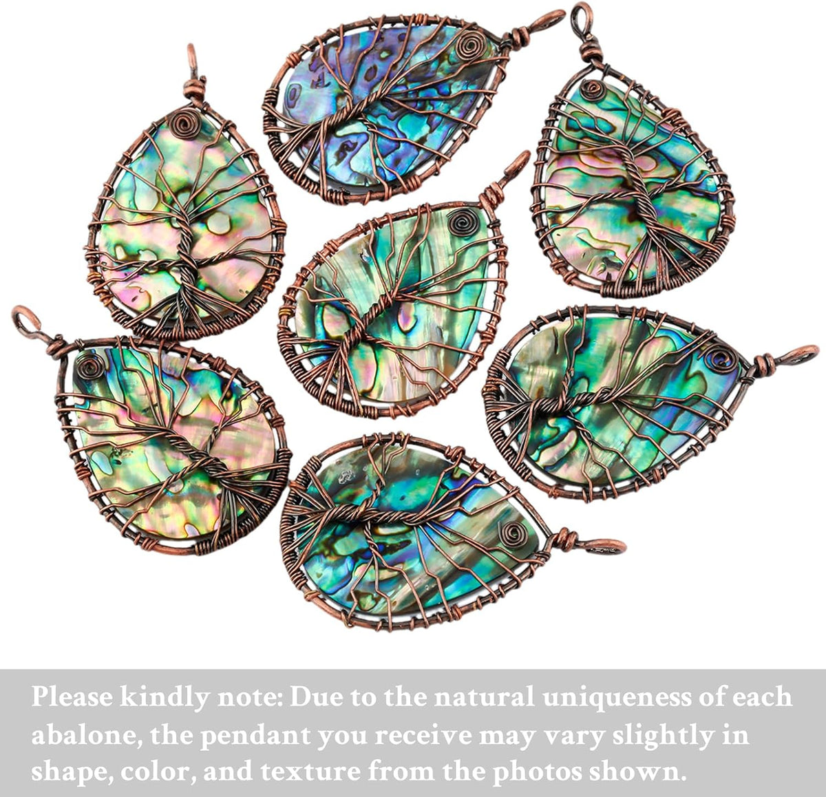 Abalone Tree of Life Necklace — Copper Wire Wrap