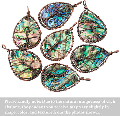 Abalone Tree of Life Necklace — Copper Wire Wrap