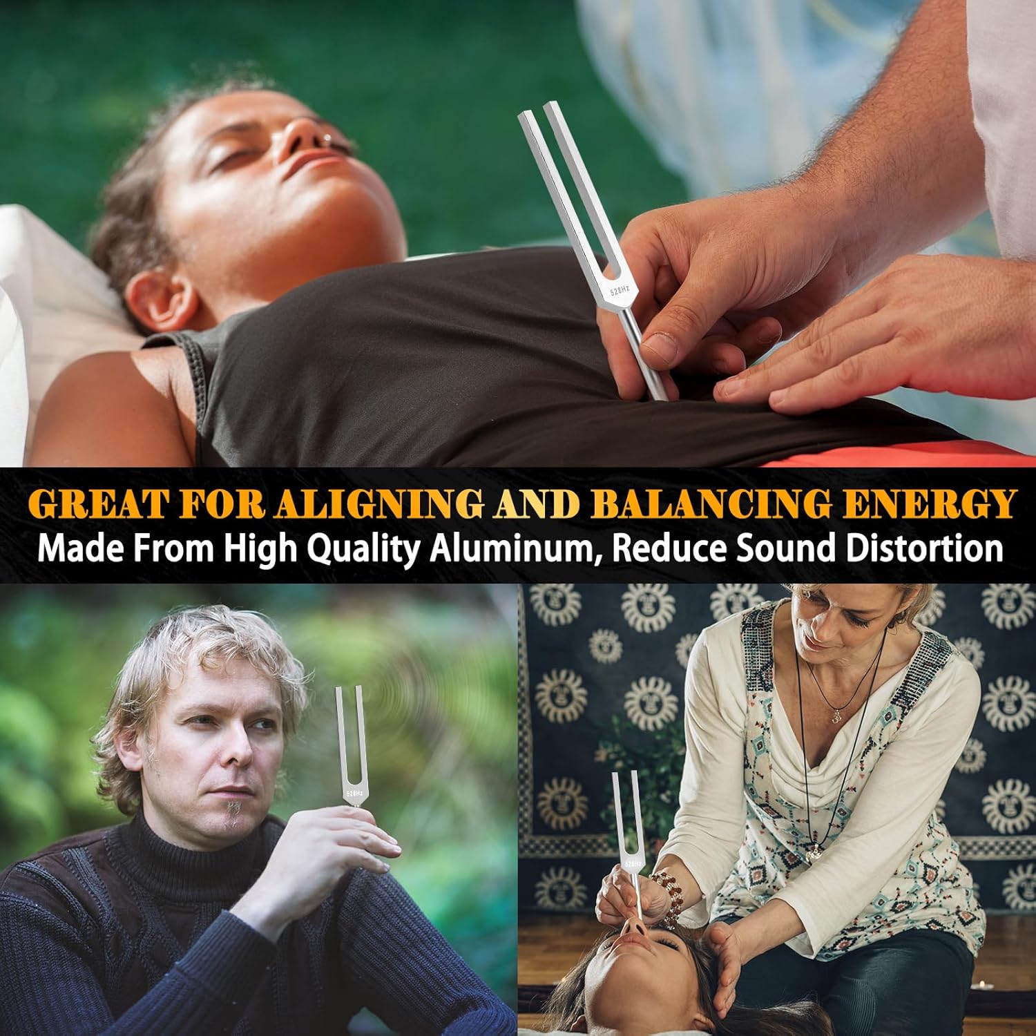 528 Hz Healing Tuning Fork Set with Reflex Hammer