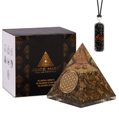 Black Tourmaline Orgonite Pyramid & Pendant Set – Energy Cleansing & Protection