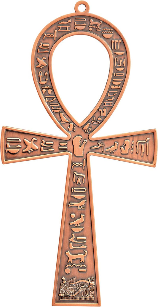 Egyptian Ankh Wall Art — 8.5″ Metal Cross, Antique Copper Finish