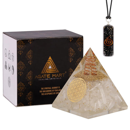 Black Tourmaline Orgonite Pyramid & Pendant Set – Energy Cleansing & Protection