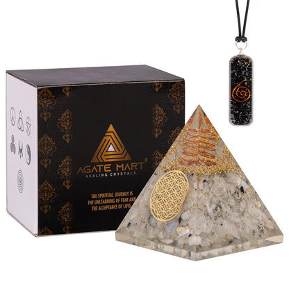 Black Tourmaline Orgonite Pyramid & Pendant Set – Energy Cleansing & Protection