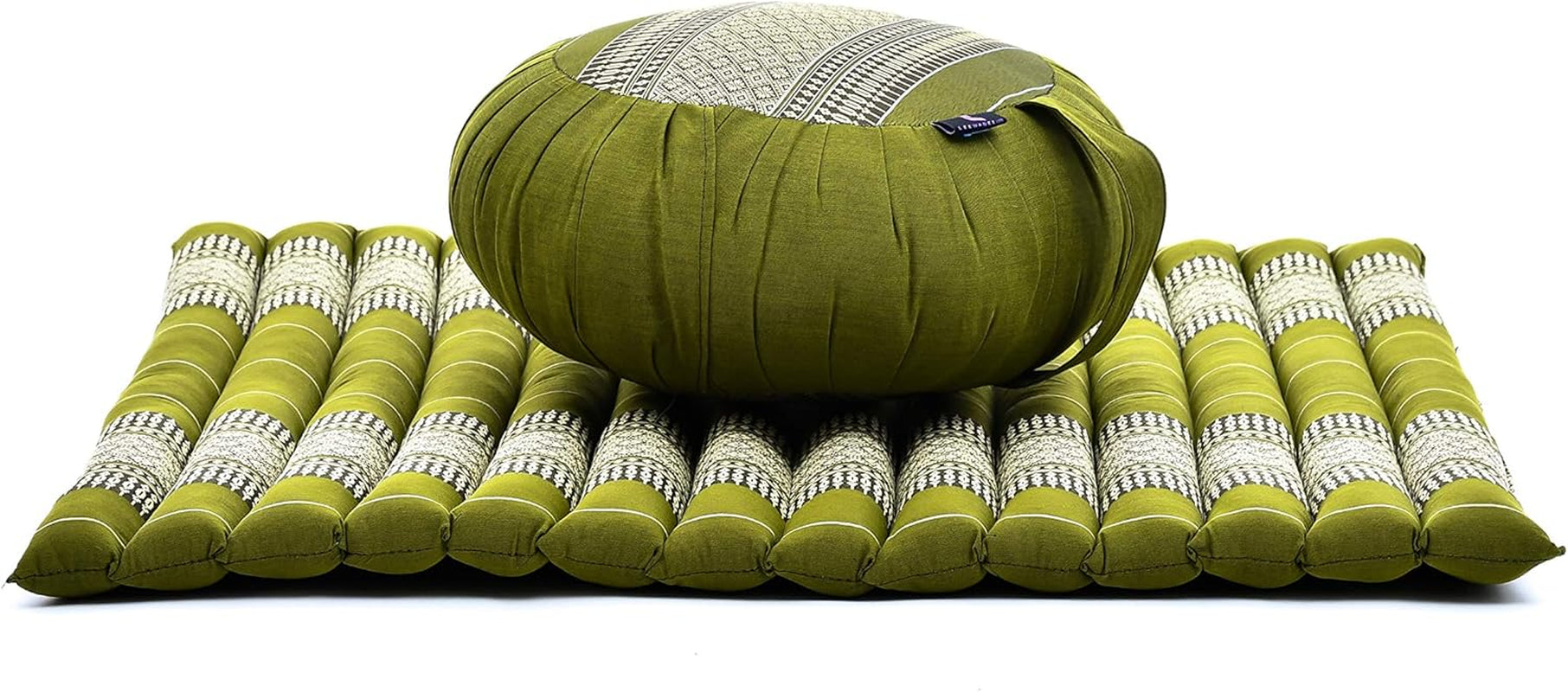Meditation Cushion Set — Zafu & Roll-Up Zabuton with Kapok Fill