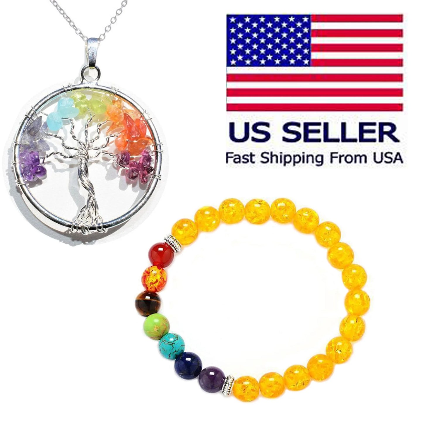 Unisex Chakra Pendant Necklace & Turquoise Energy Bracelet Set – Harness the Power of Balance & Healing