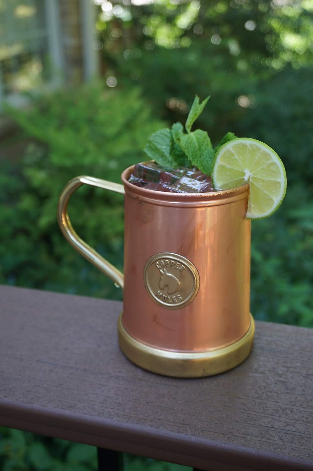 the Finest Handcrafted Copper Mug Unique Patented Design - Solid Brass Base and Handle - Holds 18Oz