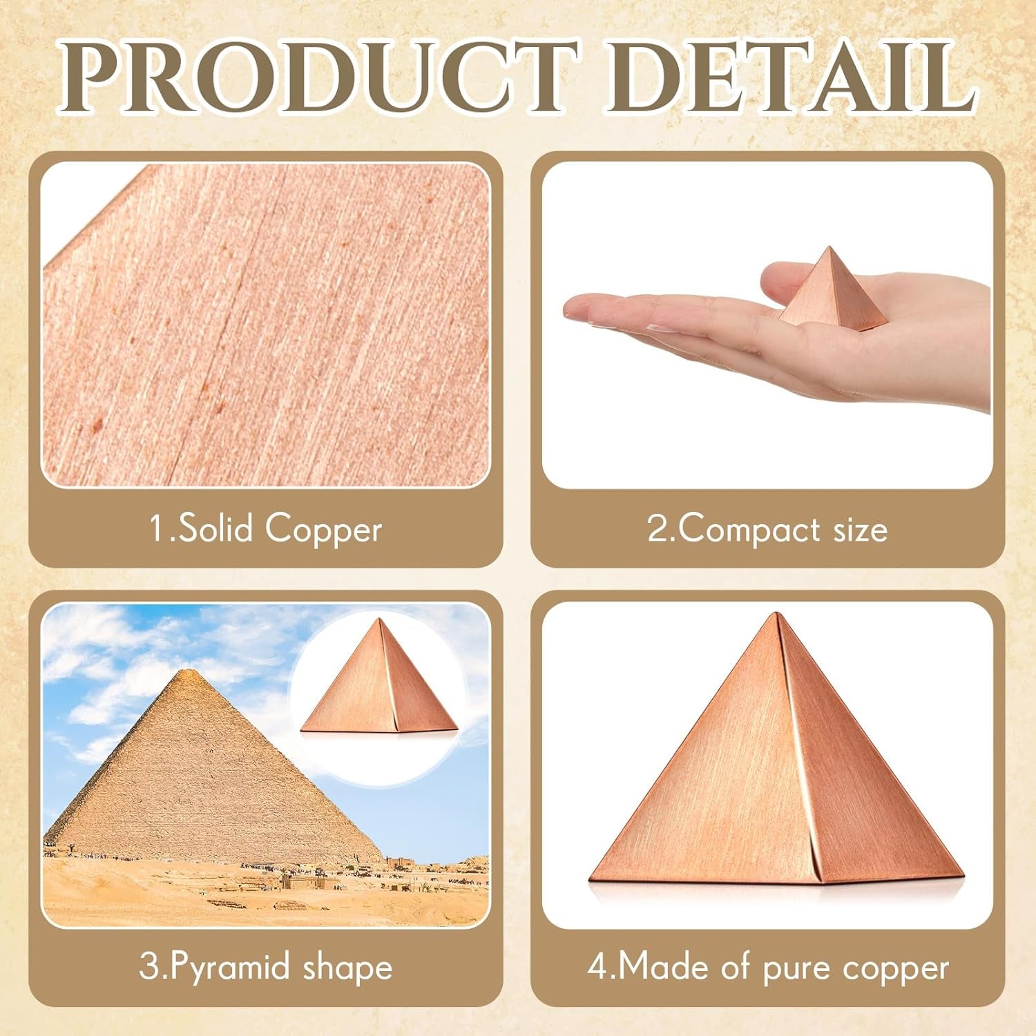 Solid Copper Giza Pyramid 🔺 Purple Gold Energy Amplifier (1.25”)