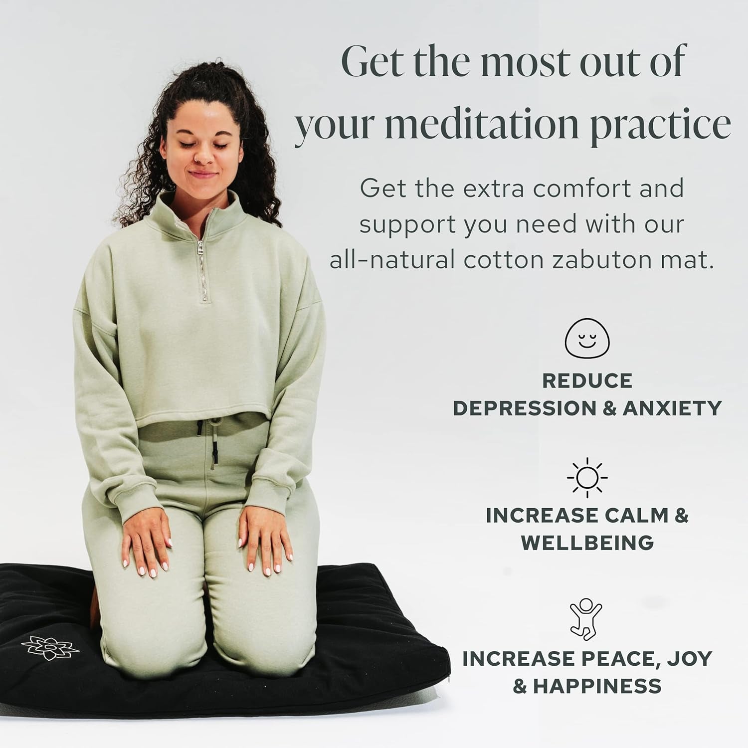 Mindful & Modern Zabuton Meditation Mat — Cotton-Filled Floor Cushion