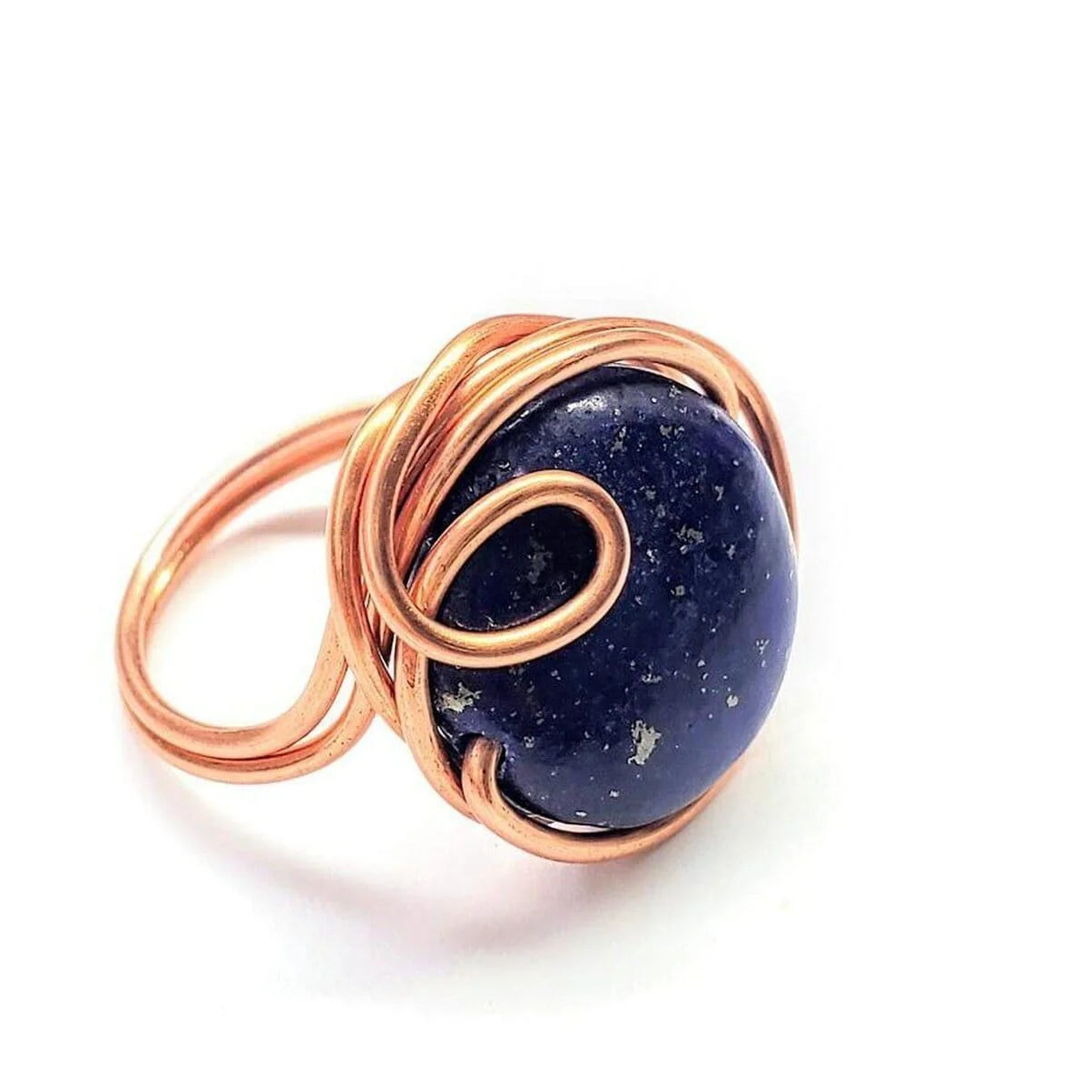 Wire Wrapped Lapis Lazuli Copper Ring