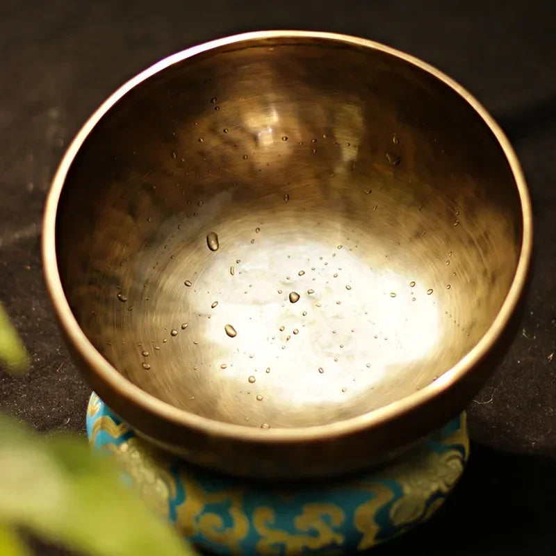 Large Tibetan Malang Singing Bowl Set — Vintage Brass & Copper Sound Healing Instrument for Meditation & Sacred Spaces