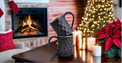 Black Copper Mug Set — Midnight Honeycomb | 2 × 20 oz