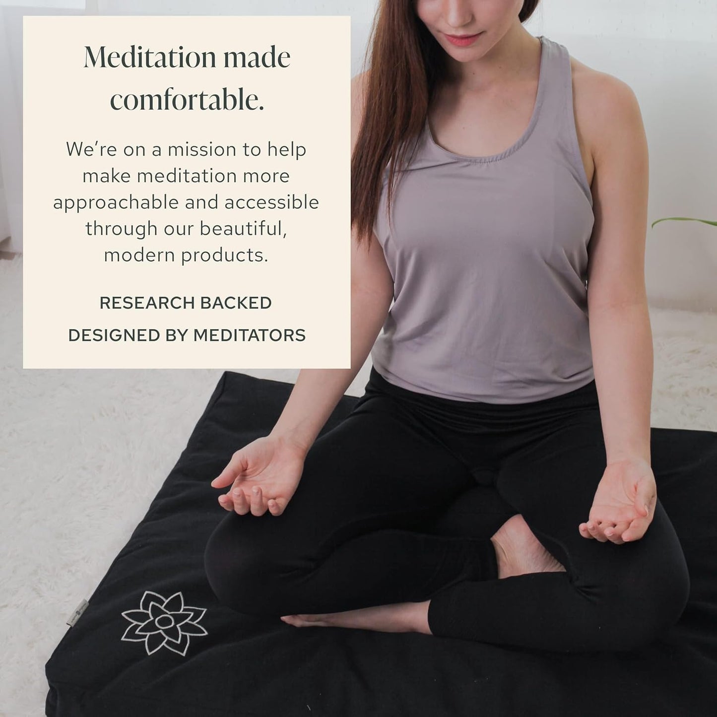 Mindful & Modern Zabuton Meditation Mat — Cotton-Filled Floor Cushion