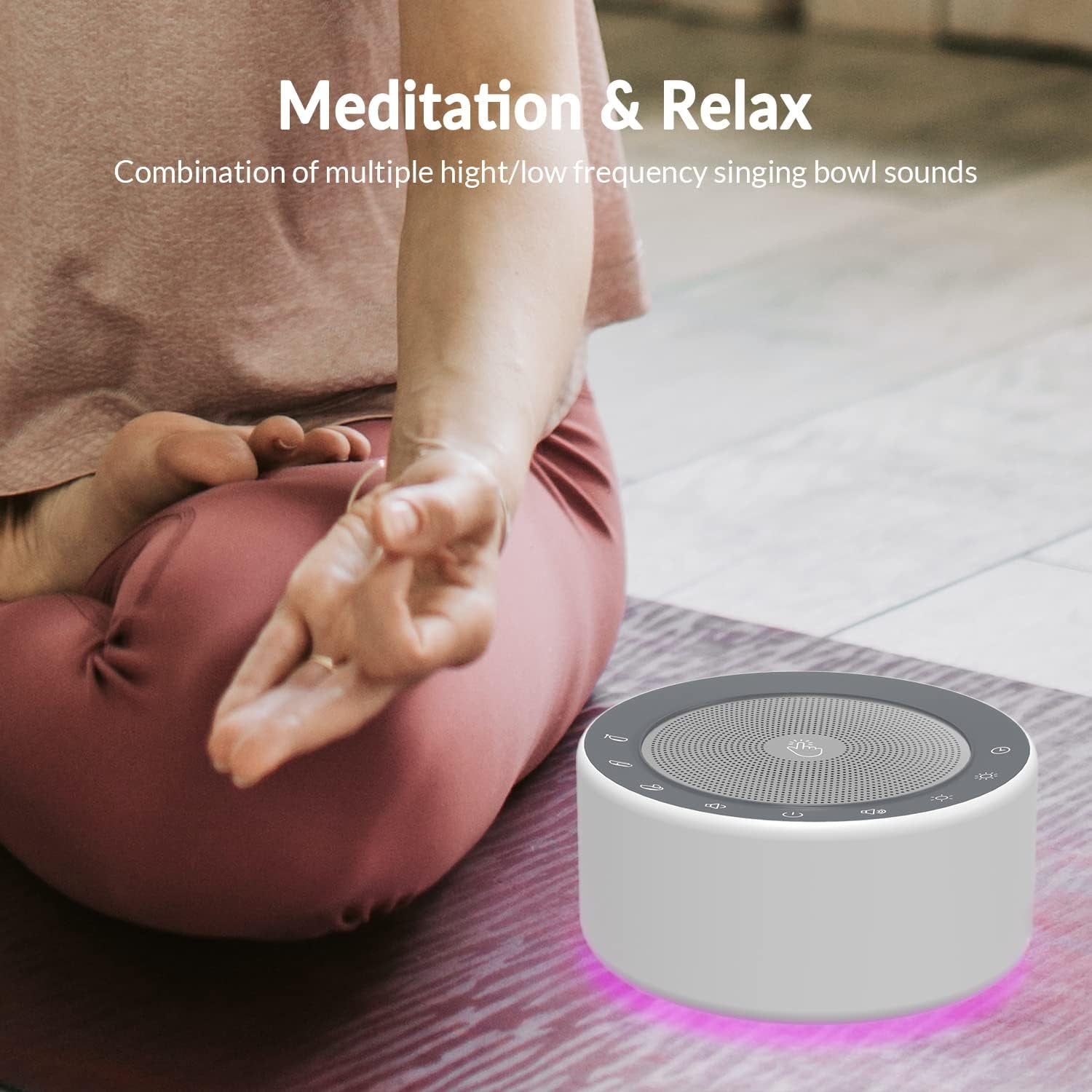 Tibetan Meditation Bowl Sound Machine — 7 Singing Bowl Tones with Light & Timer