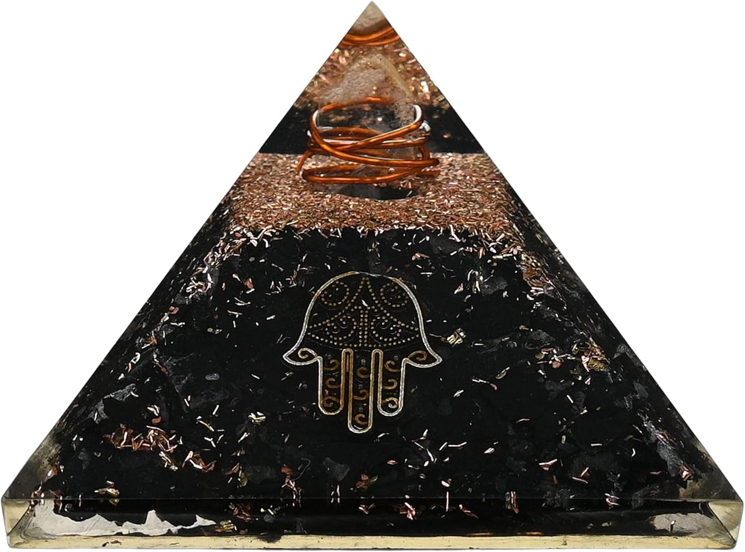 Black Tourmaline Orgone Pyramid – Lotus Flower of Life Energy Generator for Protection & Healing
