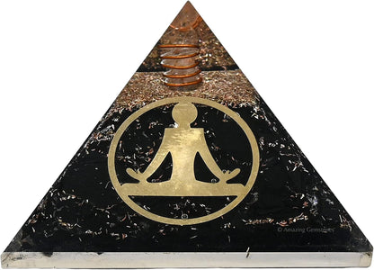 Black Tourmaline Orgone Pyramid – Lotus Flower of Life Energy Generator for Protection & Healing
