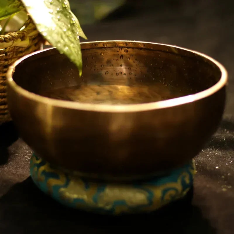 Large Tibetan Malang Singing Bowl Set — Vintage Brass & Copper Sound Healing Instrument for Meditation & Sacred Spaces
