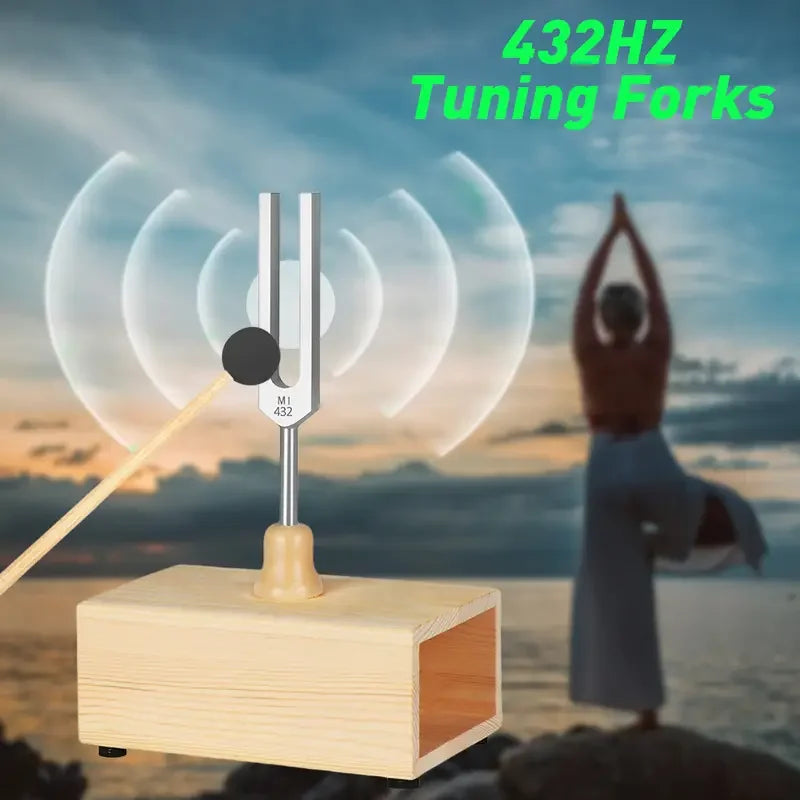 432Hz  Chakra Tuning Fork Set with Resonant Box and Mallet