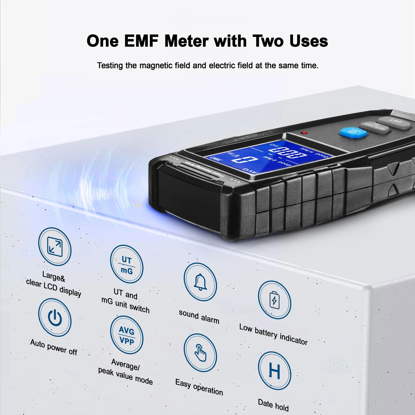 Rechargeable Handheld EMF Meter: Portable Electromagnetic Field Radiation Tester & Dosimeter for Computer Emissions