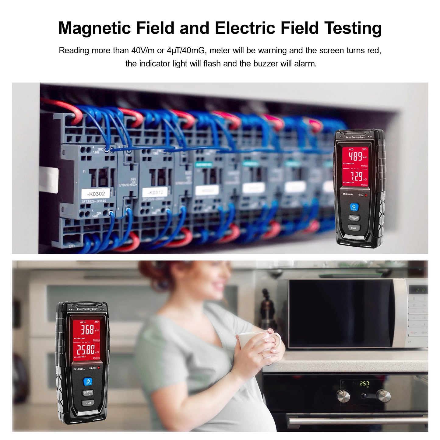 Rechargeable Handheld EMF Meter: Portable Electromagnetic Field Radiation Tester & Dosimeter for Computer Emissions