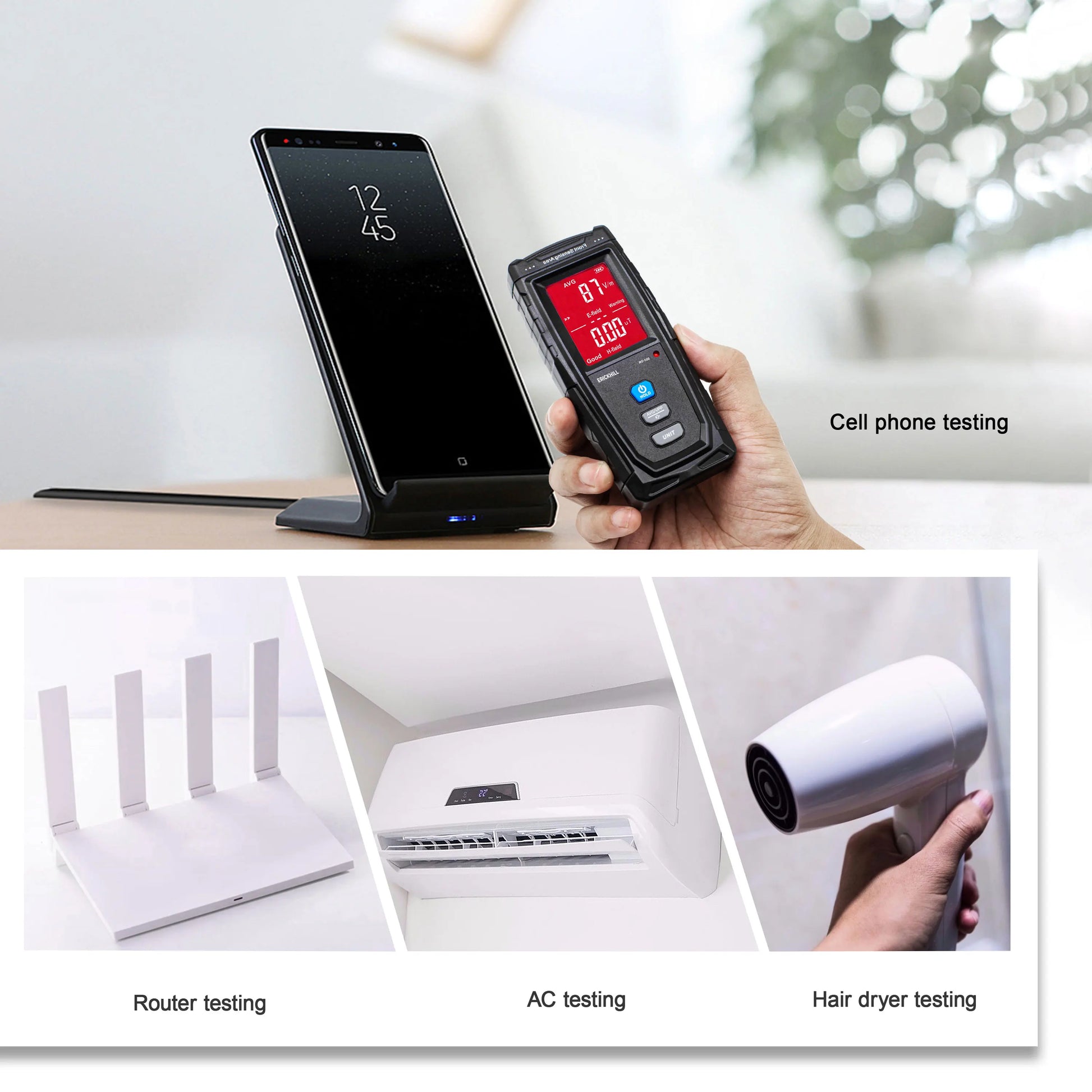 Rechargeable Handheld EMF Meter: Portable Electromagnetic Field Radiation Tester & Dosimeter for Computer Emissions