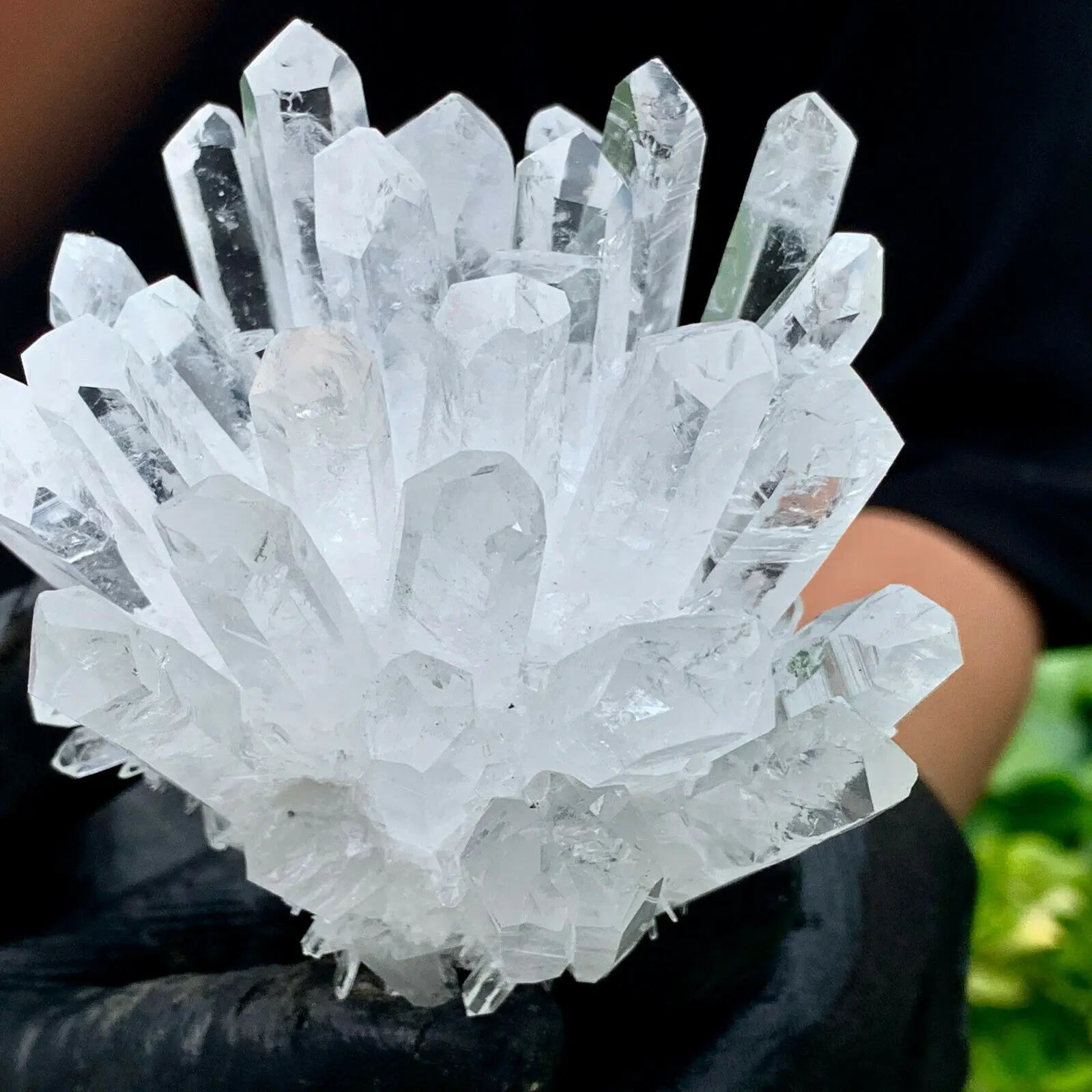 White Phantom Quartz Crystal Cluster – Natural Mineral for Energy & Home Harmony