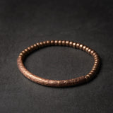 Handmade Hammered Pure Copper Cuff Bracelet – Vintage Oxidized Finish With Brass Accent Beads
