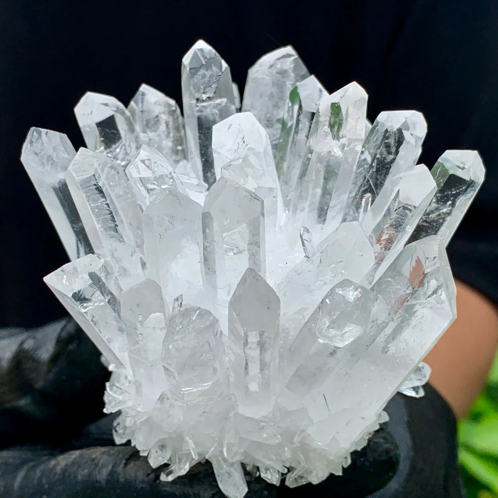White Phantom Quartz Crystal Cluster – Natural Mineral for Energy & Home Harmony