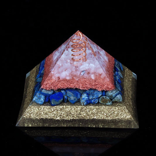  Third Eye Orgone Energy Pyramid – Lapis Lazuli & Quartz Crystal | EMF Protection, Intuition, Meditation Tool (9.8cm)