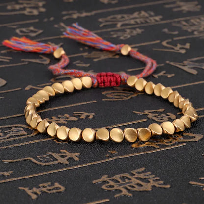 Handmade Tibetan Buddhist Bracelets on Hand Braided Copper Beads Lucky Rope Bracelet & Bangles