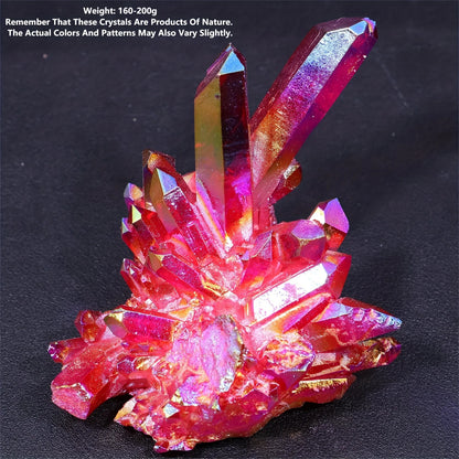 Radiant Red Titanium Rainbow Aura Crystal Cluster