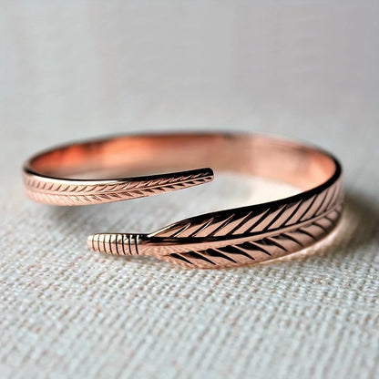Vintage Pure Copper Feather Wing Cuff Bracelet
