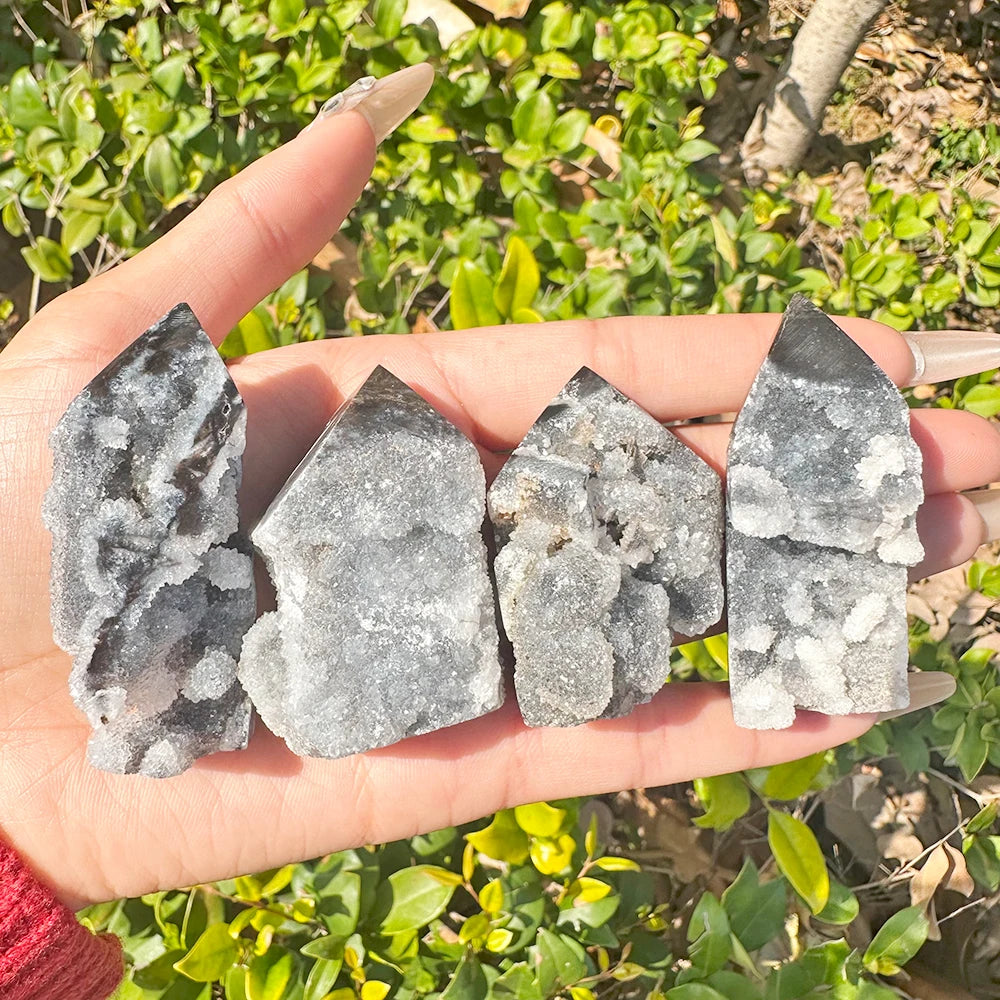 1PC Natural Druzy Sphalerite Tower