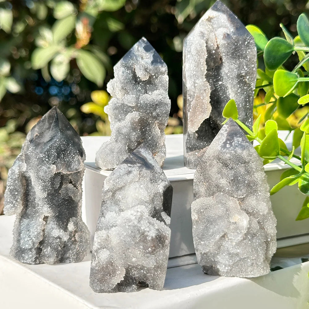 1PC Natural Druzy Sphalerite Tower