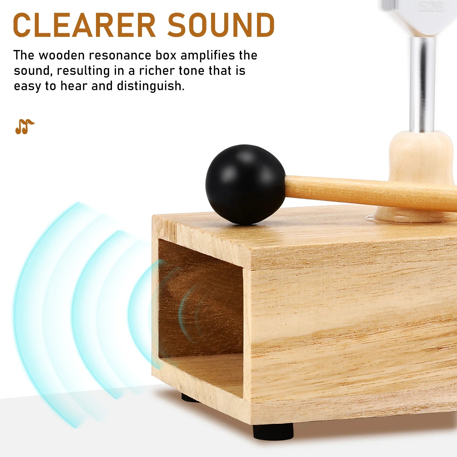 528Hz Frequency Healing Tuning Fork Set with Wooden Resonance Box & Mallet