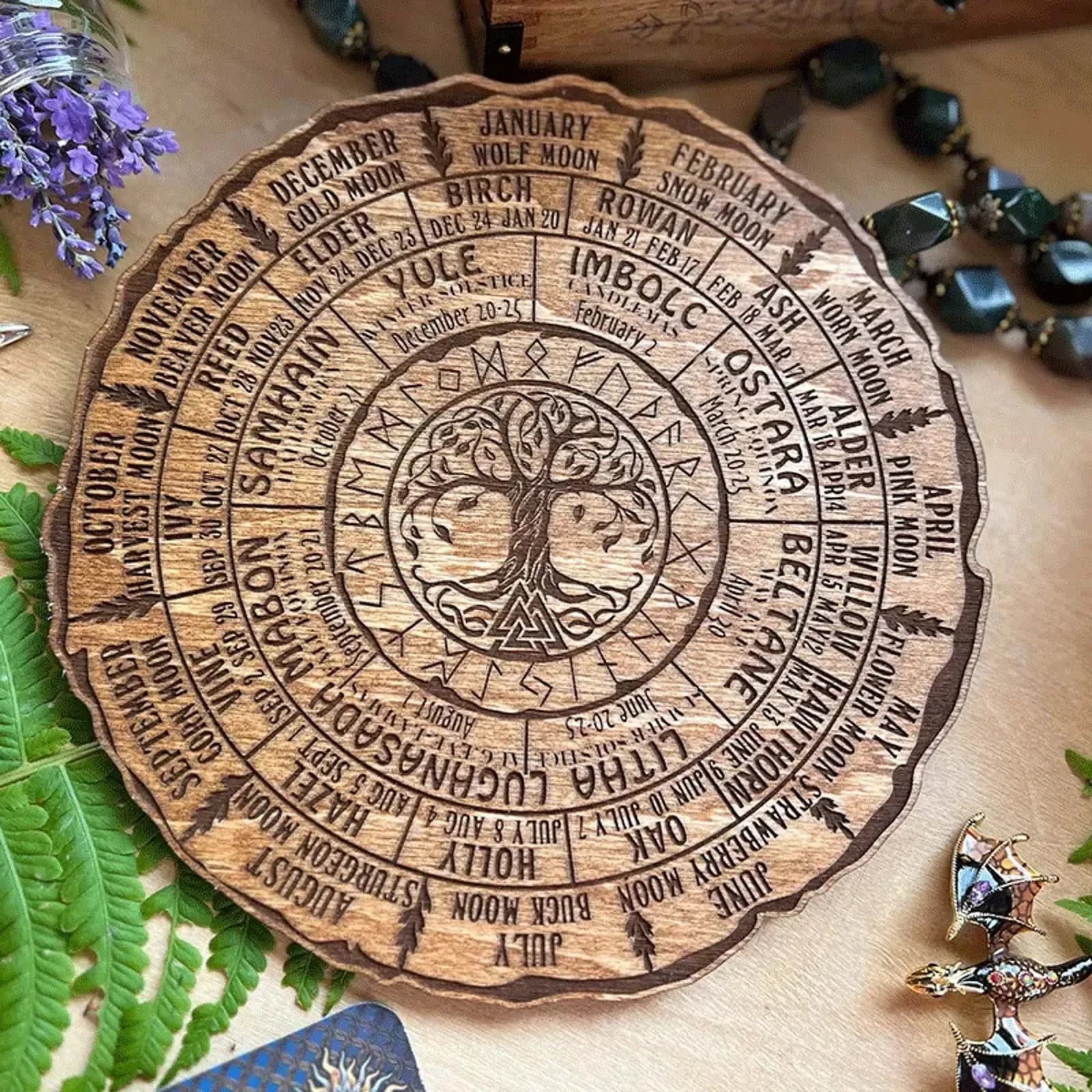 Wheel of the Year Tree of Life Wooden Calendar