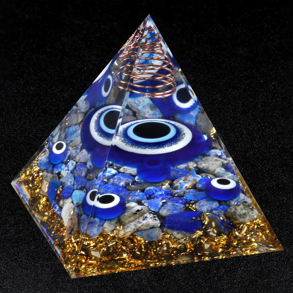 Eye of Protection Orgonite Pyramid – Crystal Energy & Chakra Healing Tool (6cm)
