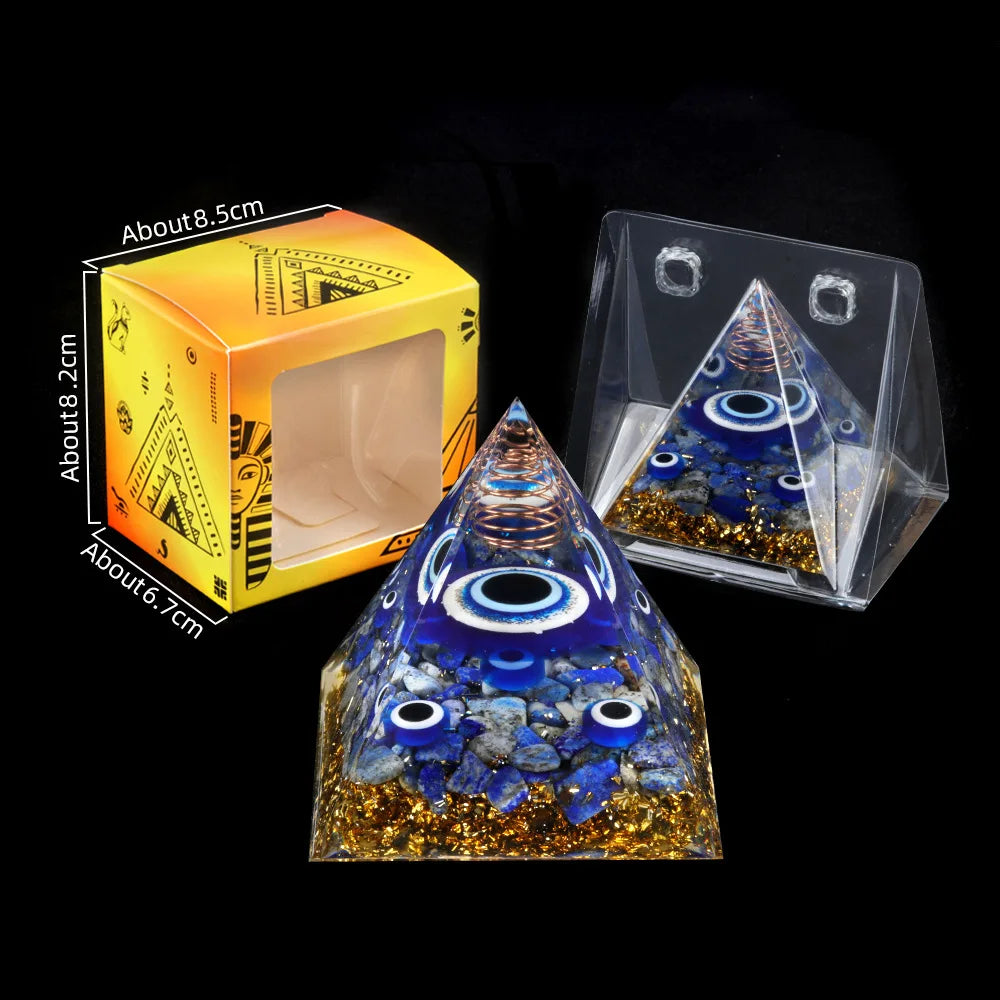 Eye of Protection Orgonite Pyramid – Crystal Energy & Chakra Healing Tool (6cm)